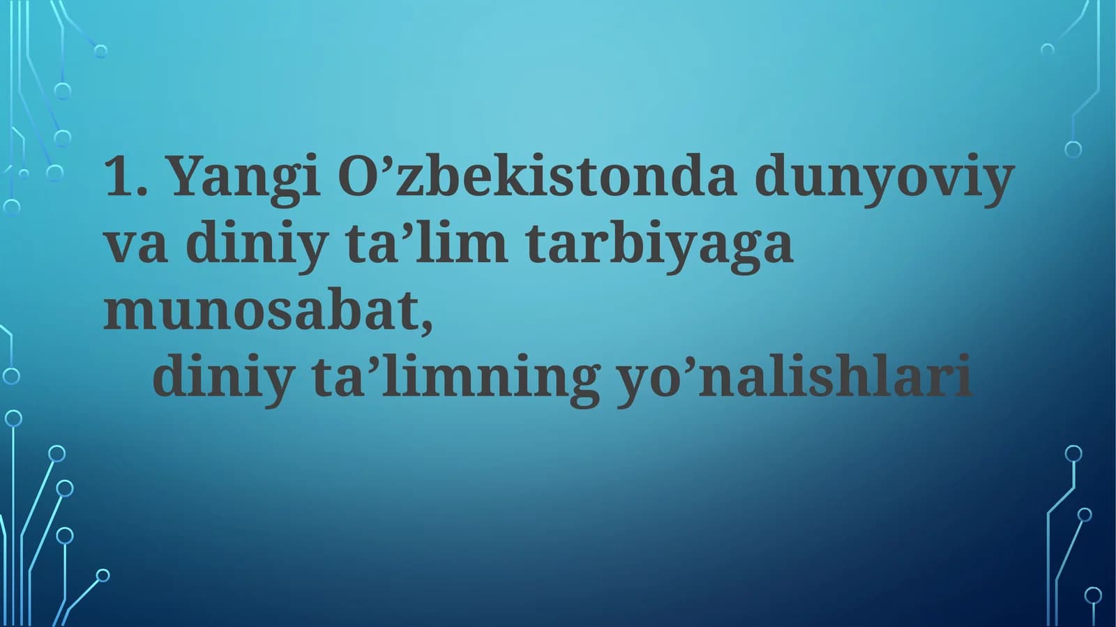 Diniy Taʼlimning Mazmuni va Metodlari