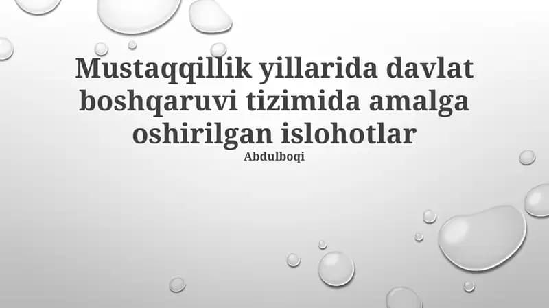 Davlat boshqaruvi islohotlari
