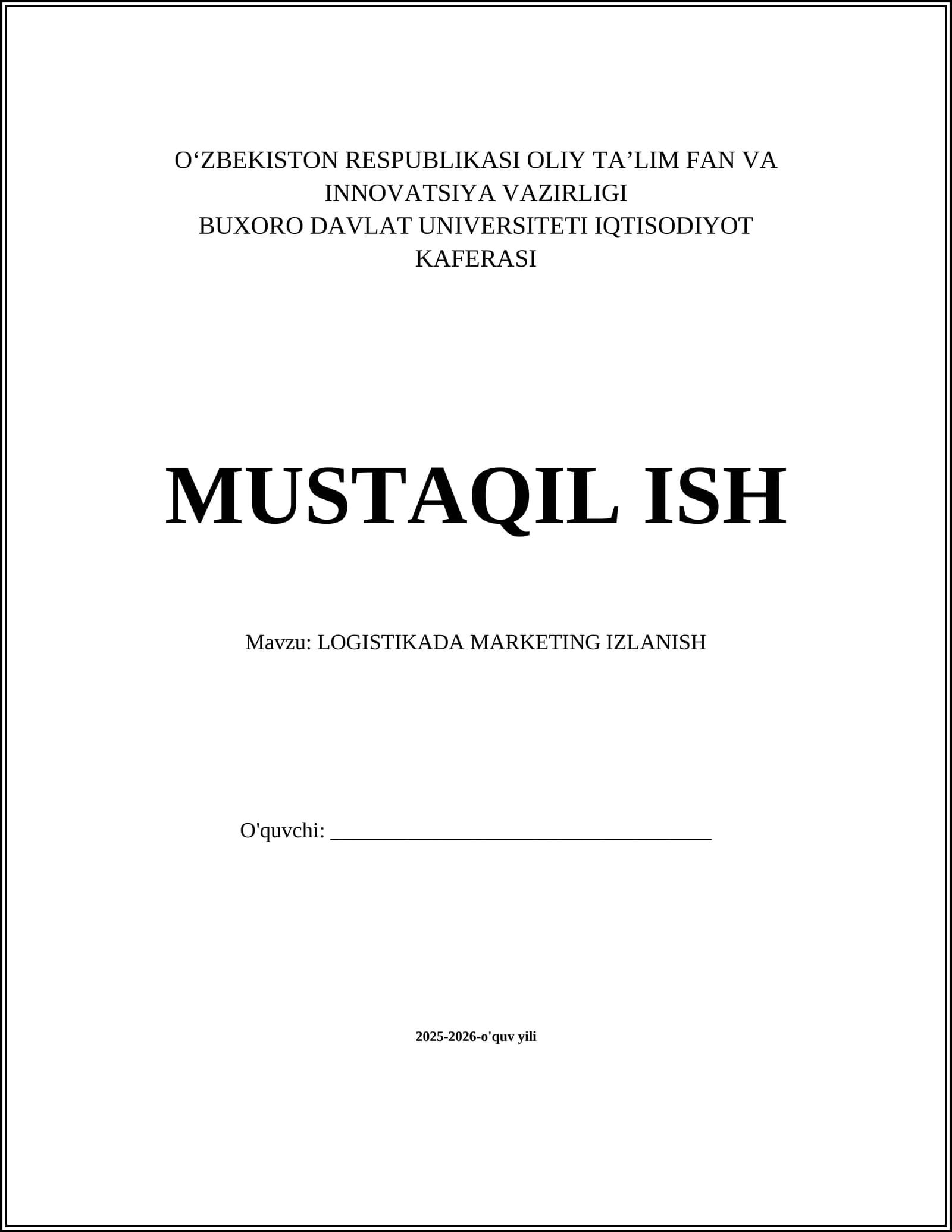 LOGISTIKADA MARKETING IZLANISH