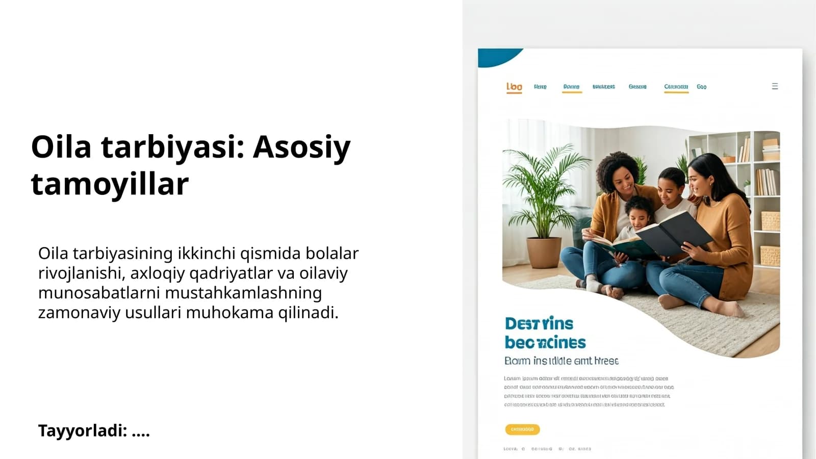 Oila tarbiyasi: Asosiy tamoyillar
