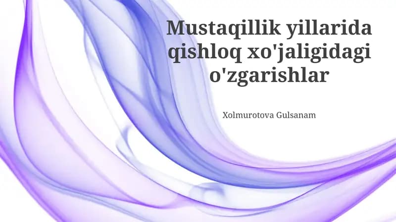Yer islohotlari va fermer xo'jaliklarining rivojlanishi