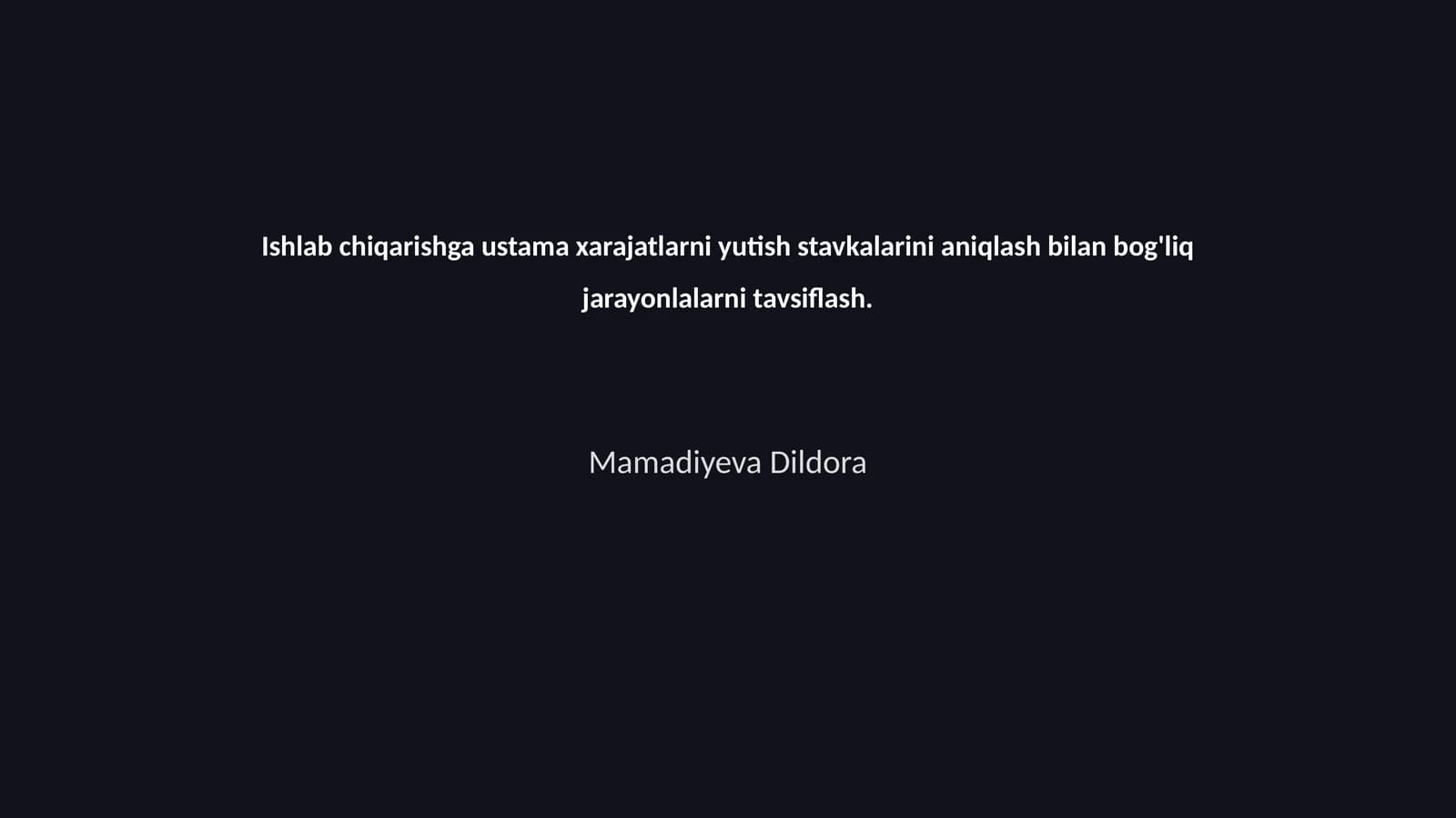 Ishlab chiqarishga ustama xarajatlarni yutish stavkalarini aniqlash