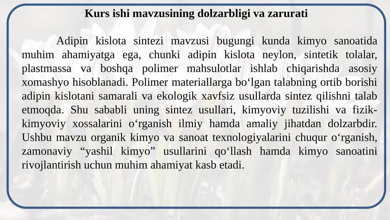 Adipin kislota sintezi