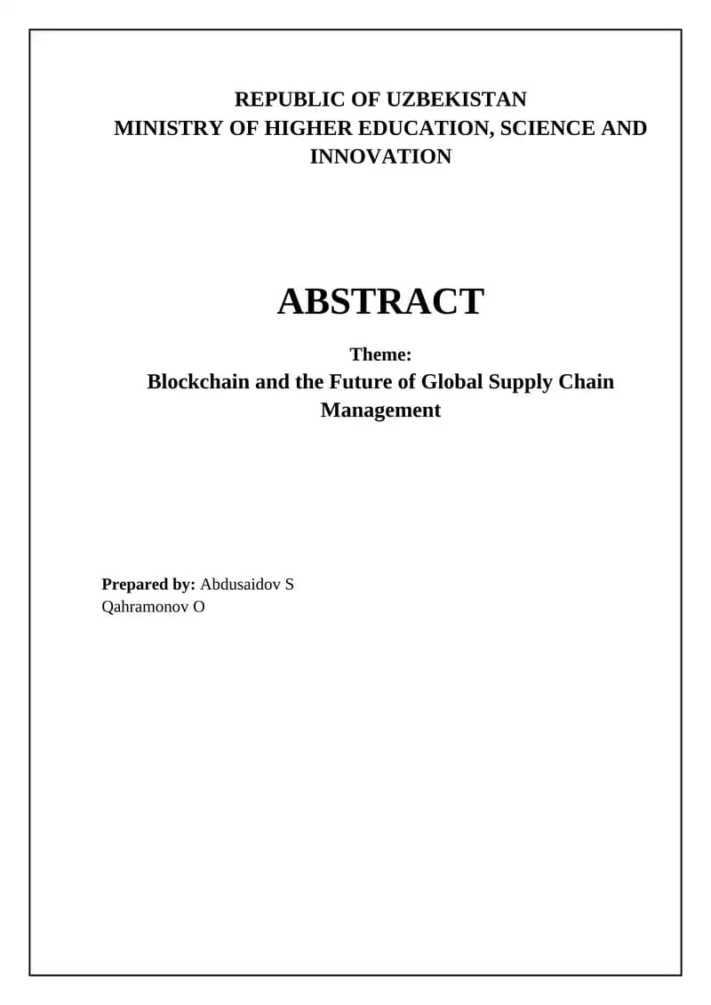 Blockchain and the Future of Global Supply Chain Management