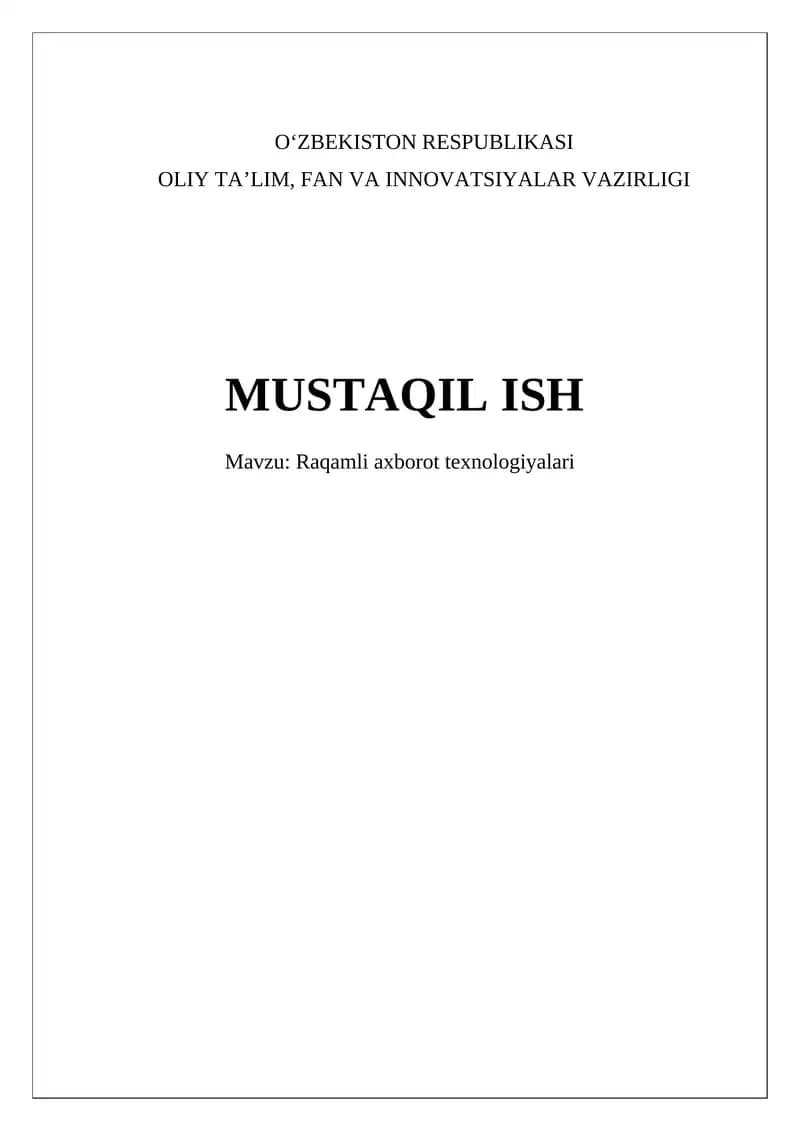 Raqamli axborot texnologiyalari