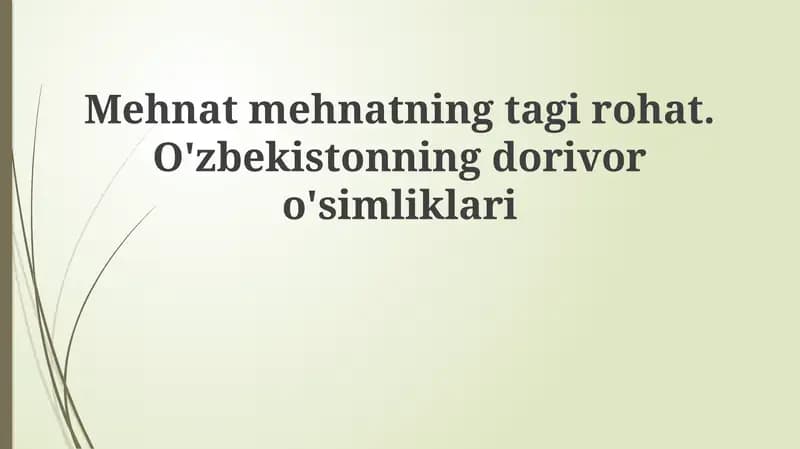 O'zbekistonning dorivor o'simliklari