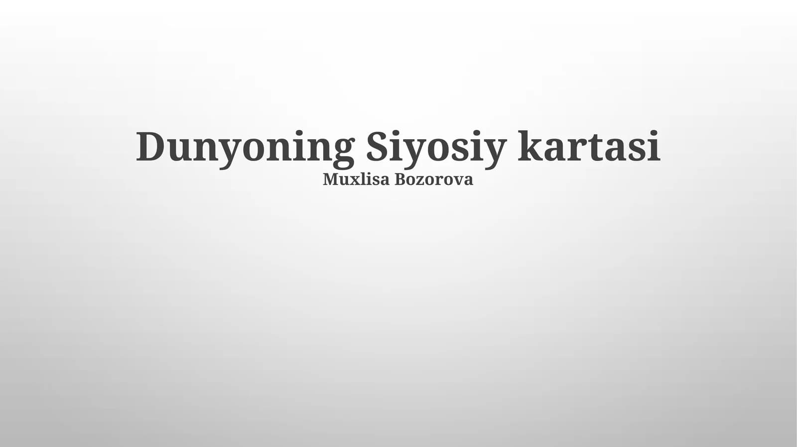 Dunyoning Siyosiy kartasi