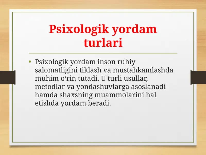 Psixologik yordam turlari