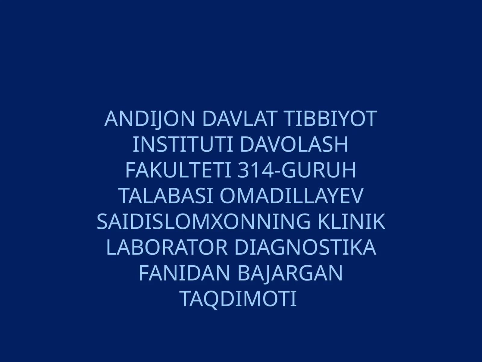 Gan tahlili qonning bioximik tarkibi