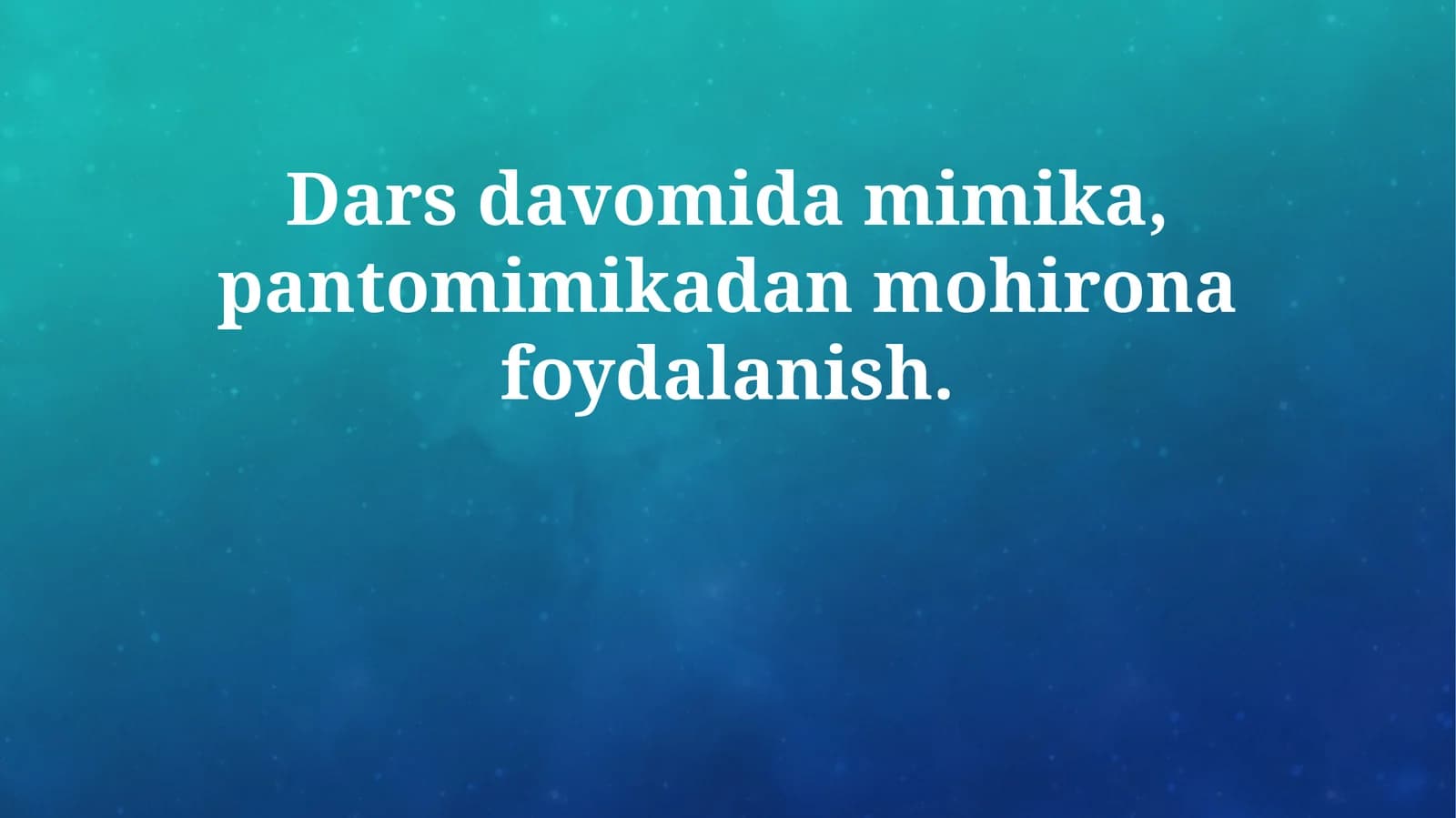 Sahnadagi harakatlar bilan uyg‘unlashtirish
