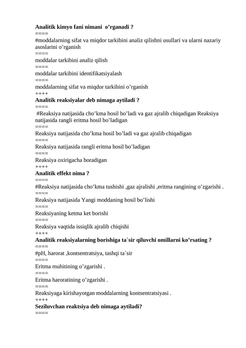 Analitik kimyo fani nimani o’rganadi?