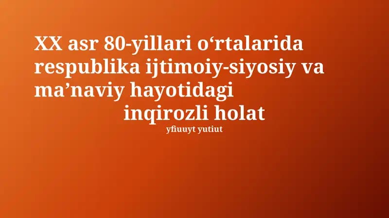 Ijtimoiy-siyosiy va iqtisodiy tanazzul