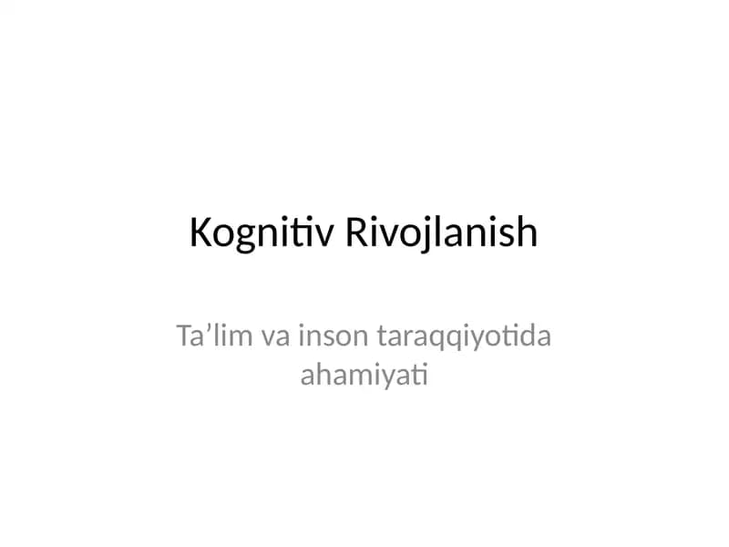 Kognitiv Rivojlanish