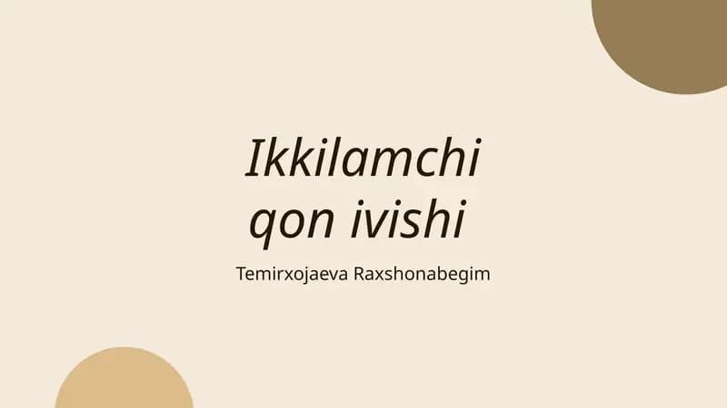 KOAGULYATSIYA (QON IVISHI)