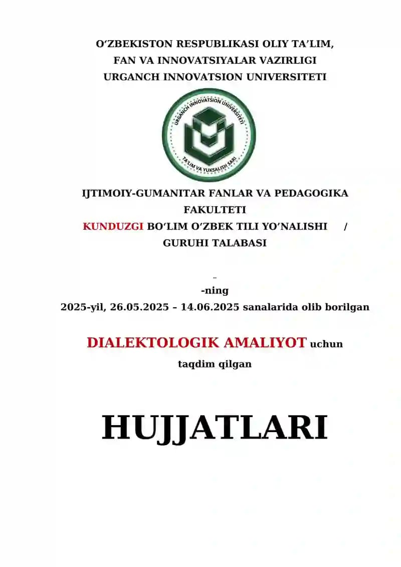 DIALEKTOLOGIK AMALIYOT