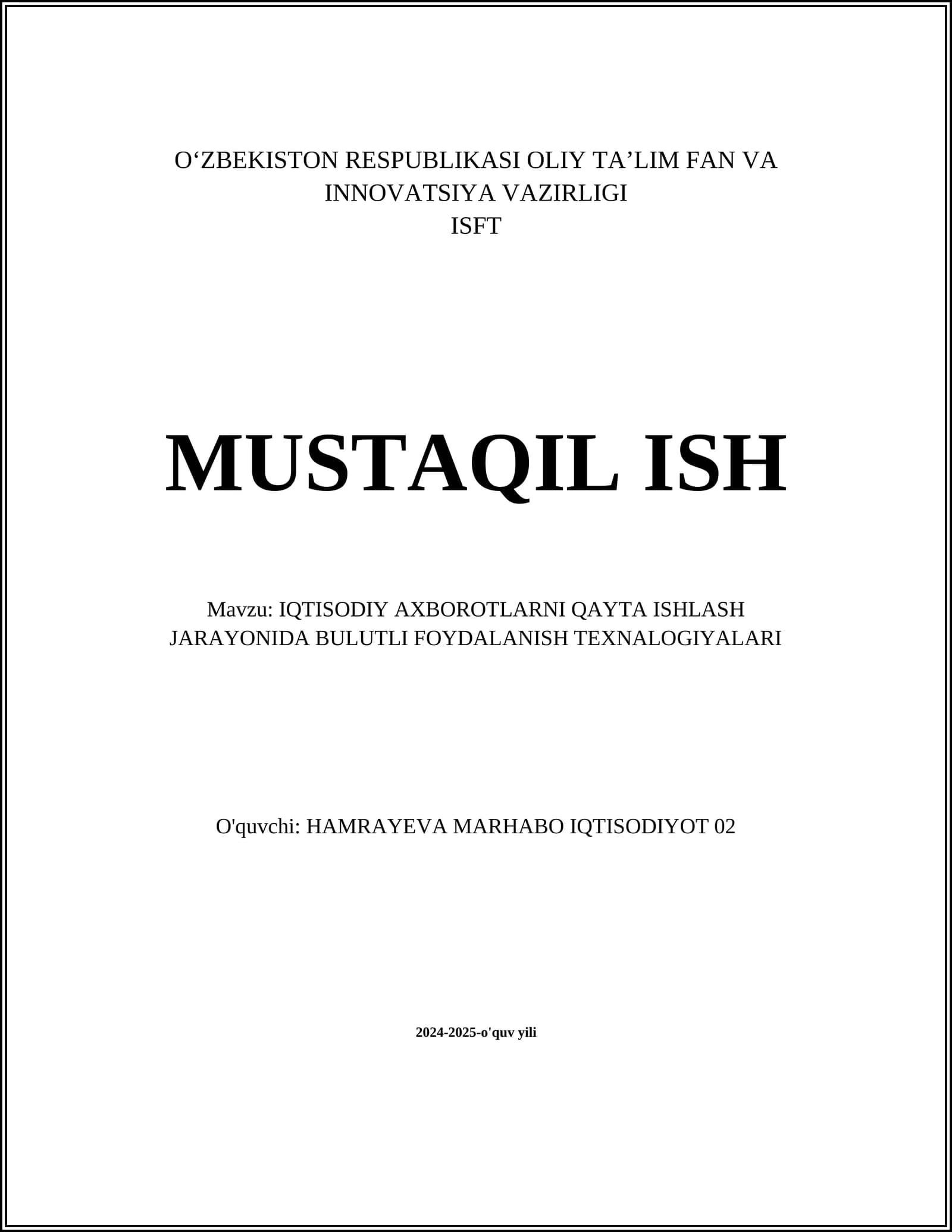 Bulutli hisoblash texnologiyalari