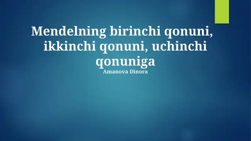 Mendelning Birinchi Qonuni
