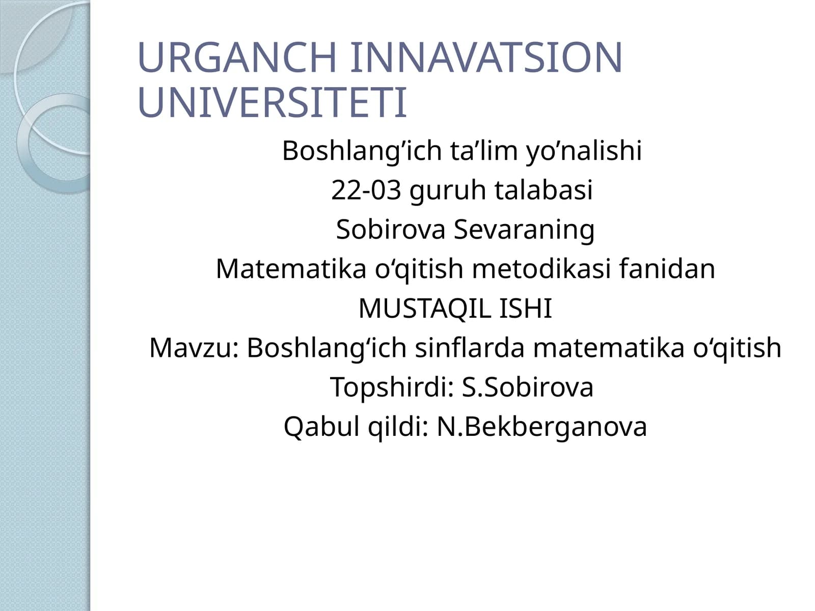 Boshlang’ich sinflar matematikasi darslari