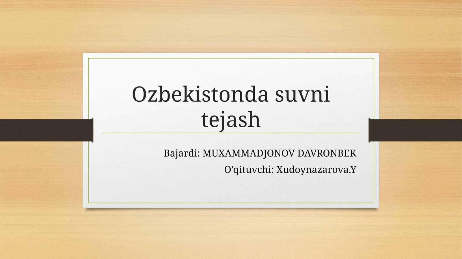 O'zbekistonda suvni tejash
