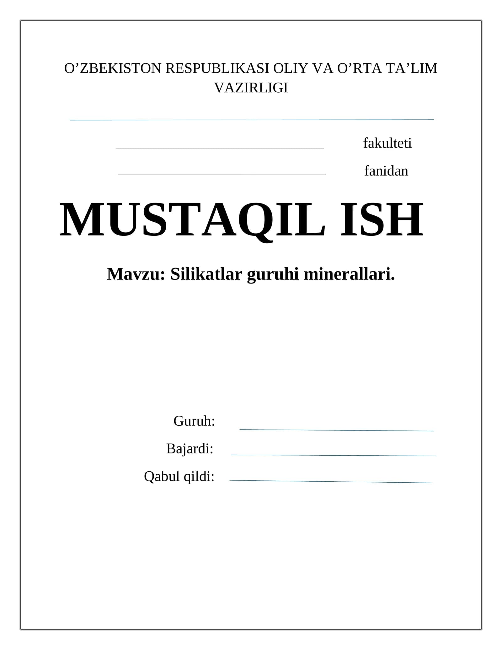 Silikatlar guruhi minerallari