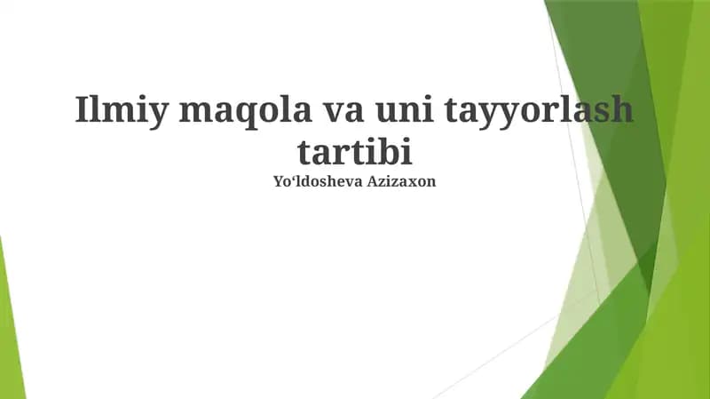 Ilmiy maqola va uni tayyorlash tartibi