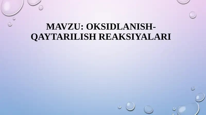 Oksidlanish-qaytarilishreaksiyalari