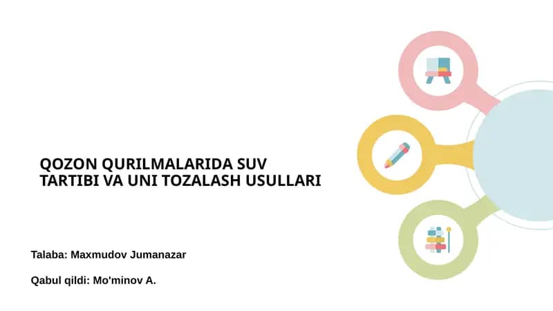 QОZОN QURILMАLАRIDА SUV TARTIBI VA UNI TOZALASH USULLАRI
