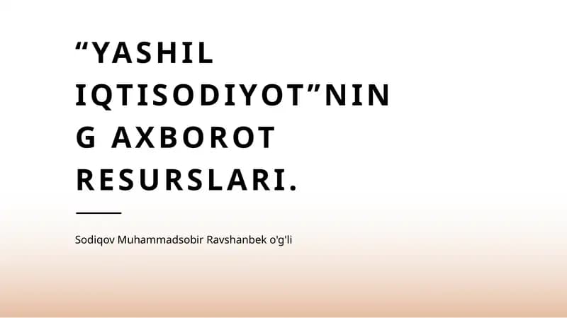 Yashil iqtisodiyot