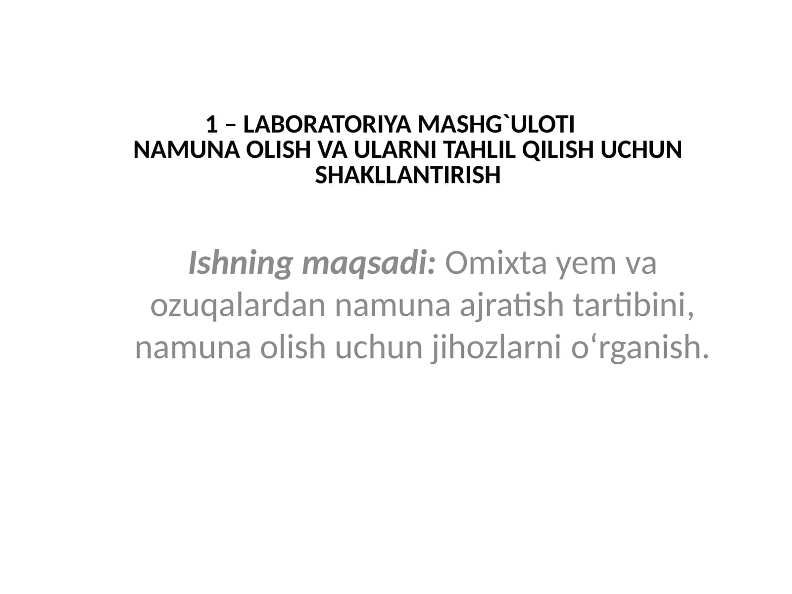 Omixta yemlarining namuna olilishi