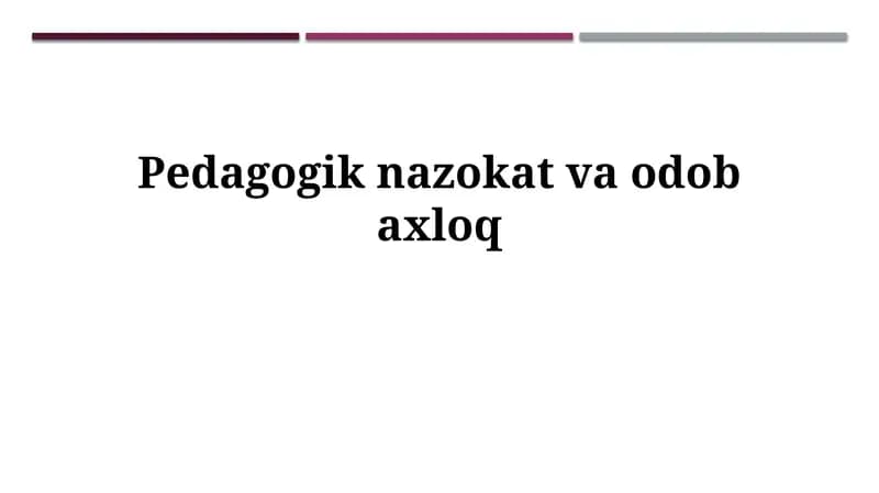 Pedagogik nazokat vaodobaxloq