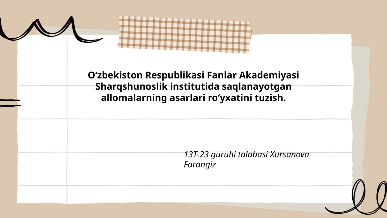 Asarlar ro‘yxati