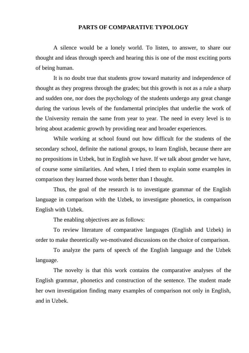 Parts of Comparative Typology