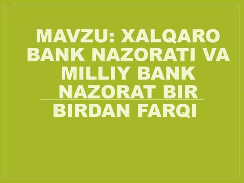 Xalqaro bank va milliy bank