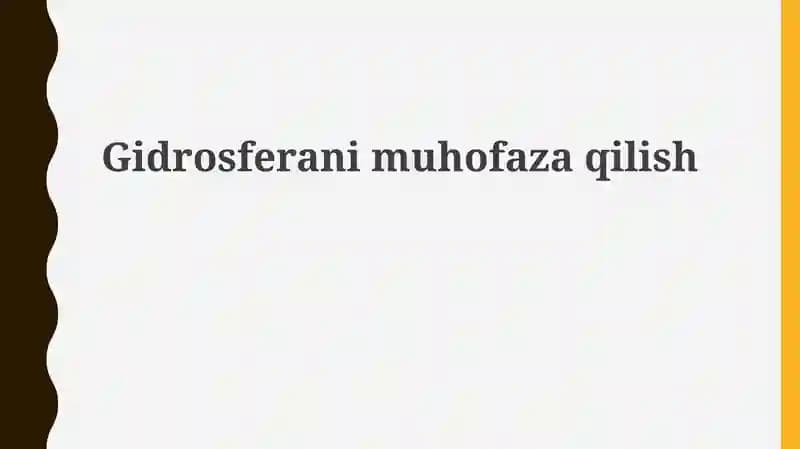 Gidrosferani muhofaza qilish