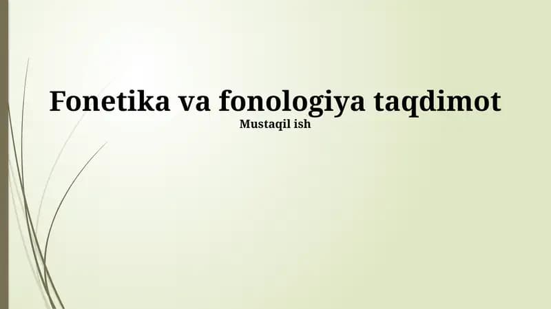 Fonetika va fonologiya taqdimot