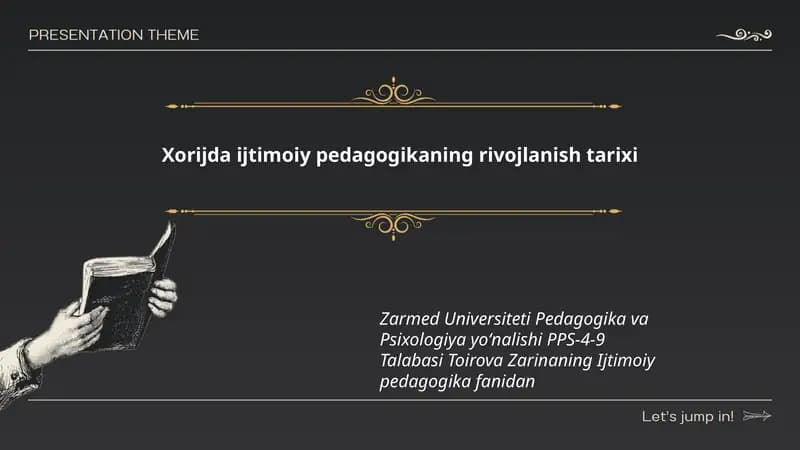 Xorijda ijtimoiy pedagogikaning rivojlanish tarixi