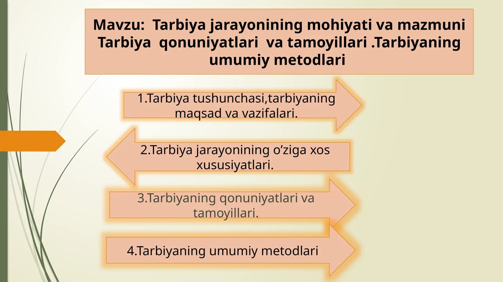 Tarbiya jarayonining mohiyati va mazmuni