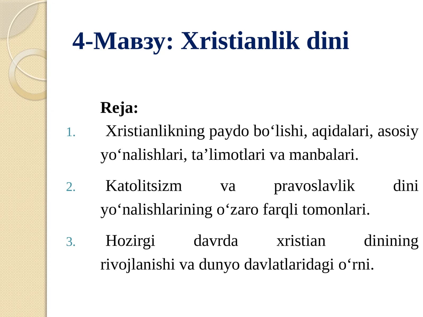 Xristianlikning paydo bo‘lishi, aqidalari va taʼlimoti