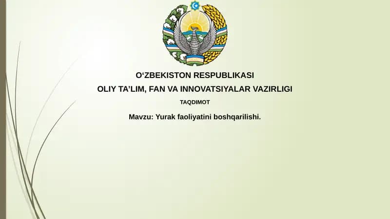 Yurak faoliyatiniboshqarilishi