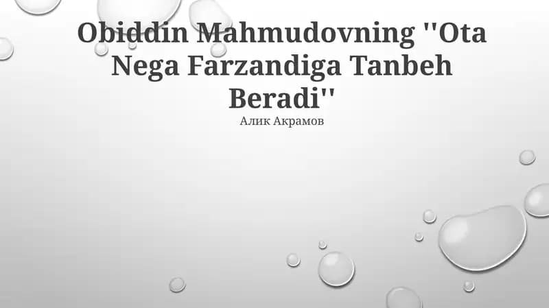 Ota Nega Farzandiga Tanbeh Beradi