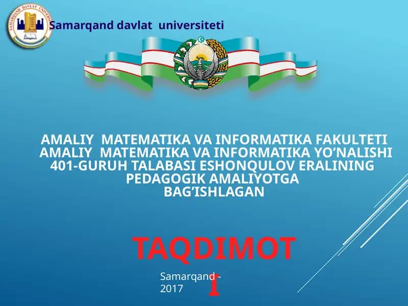 pedagogika amaliyotiga bag’ishlagan TAQDIMOTI