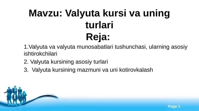 Valyuta kursi va uning turlari