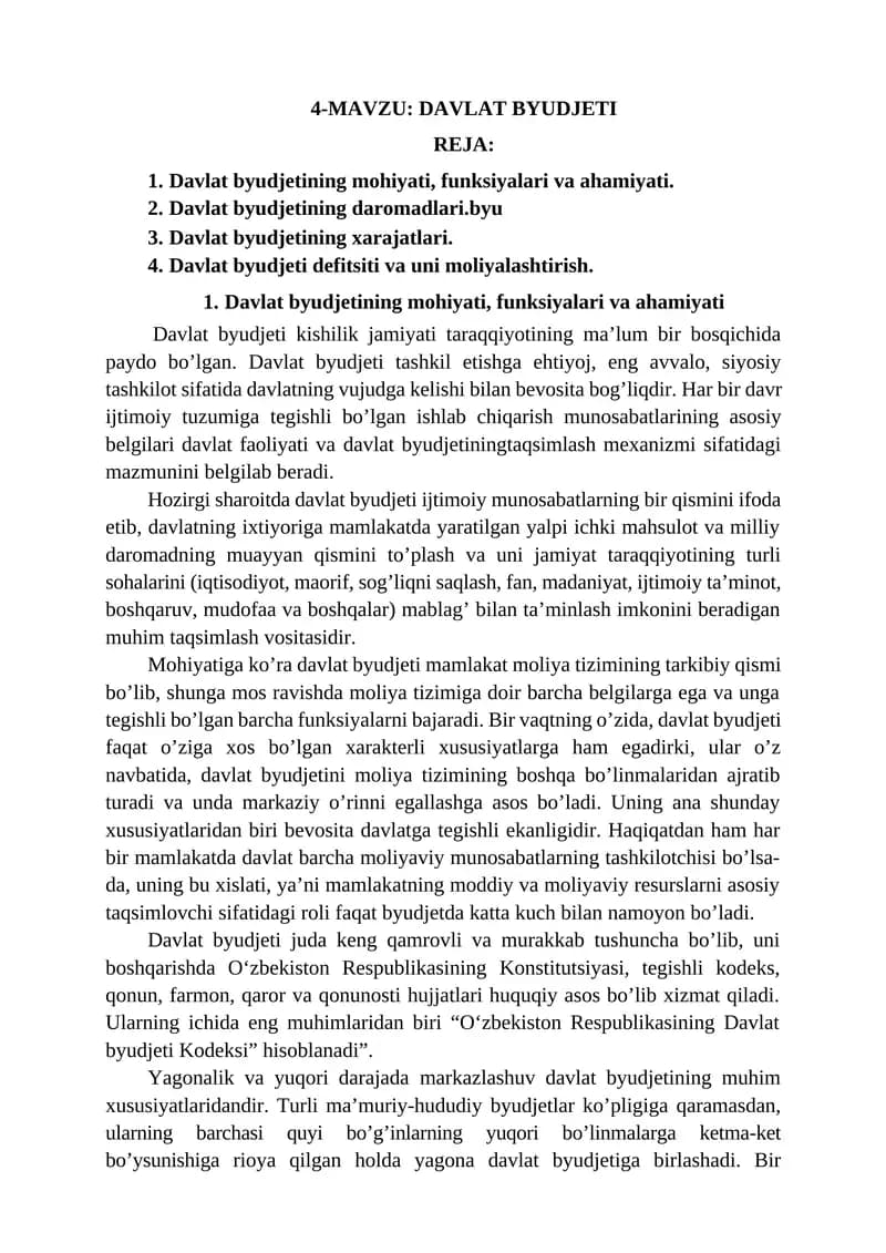 Davlat Byudjeti Reja