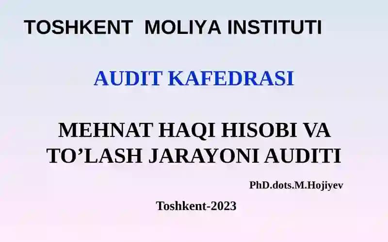 Mehnatga haq to'lash bo’yicha hisoblashishlar auditi