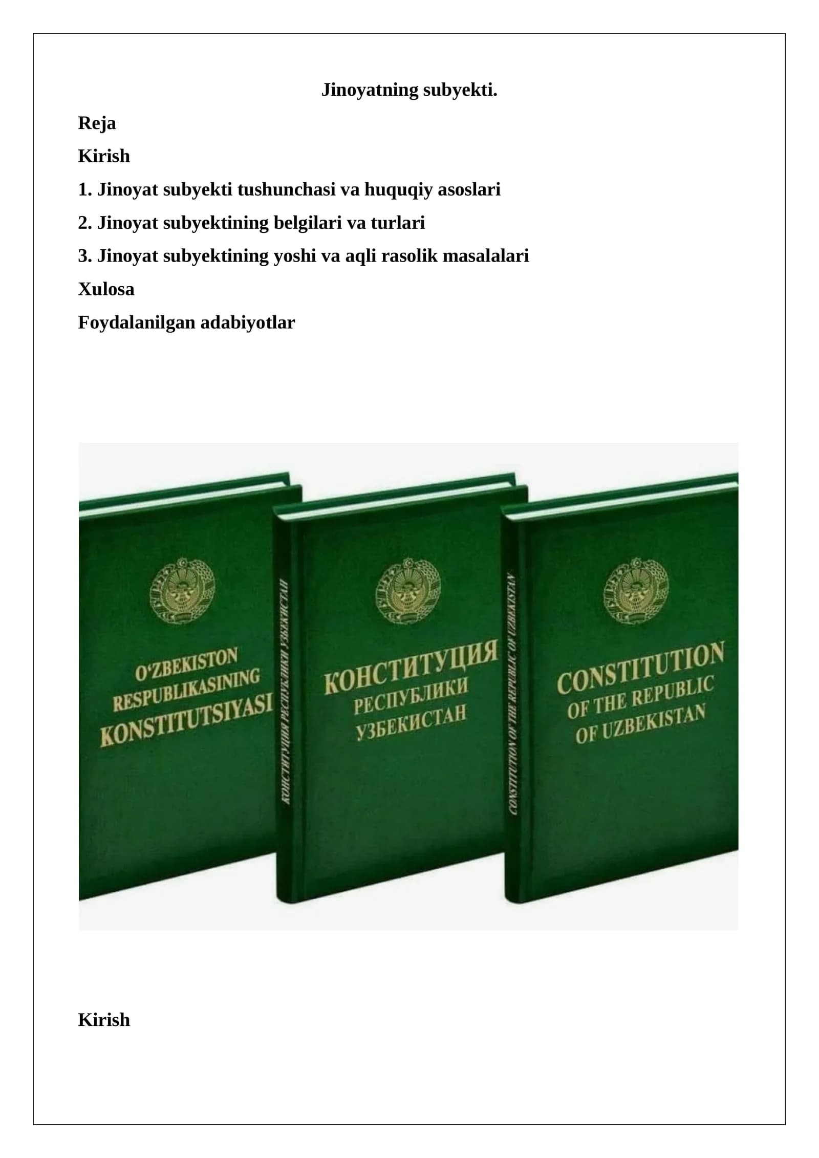 Jinoyatning subyekti
