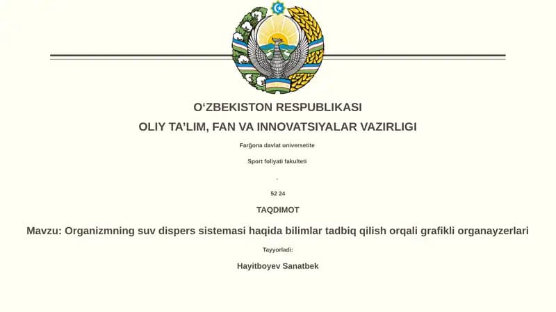 Organizmning suv dispers sistemasi