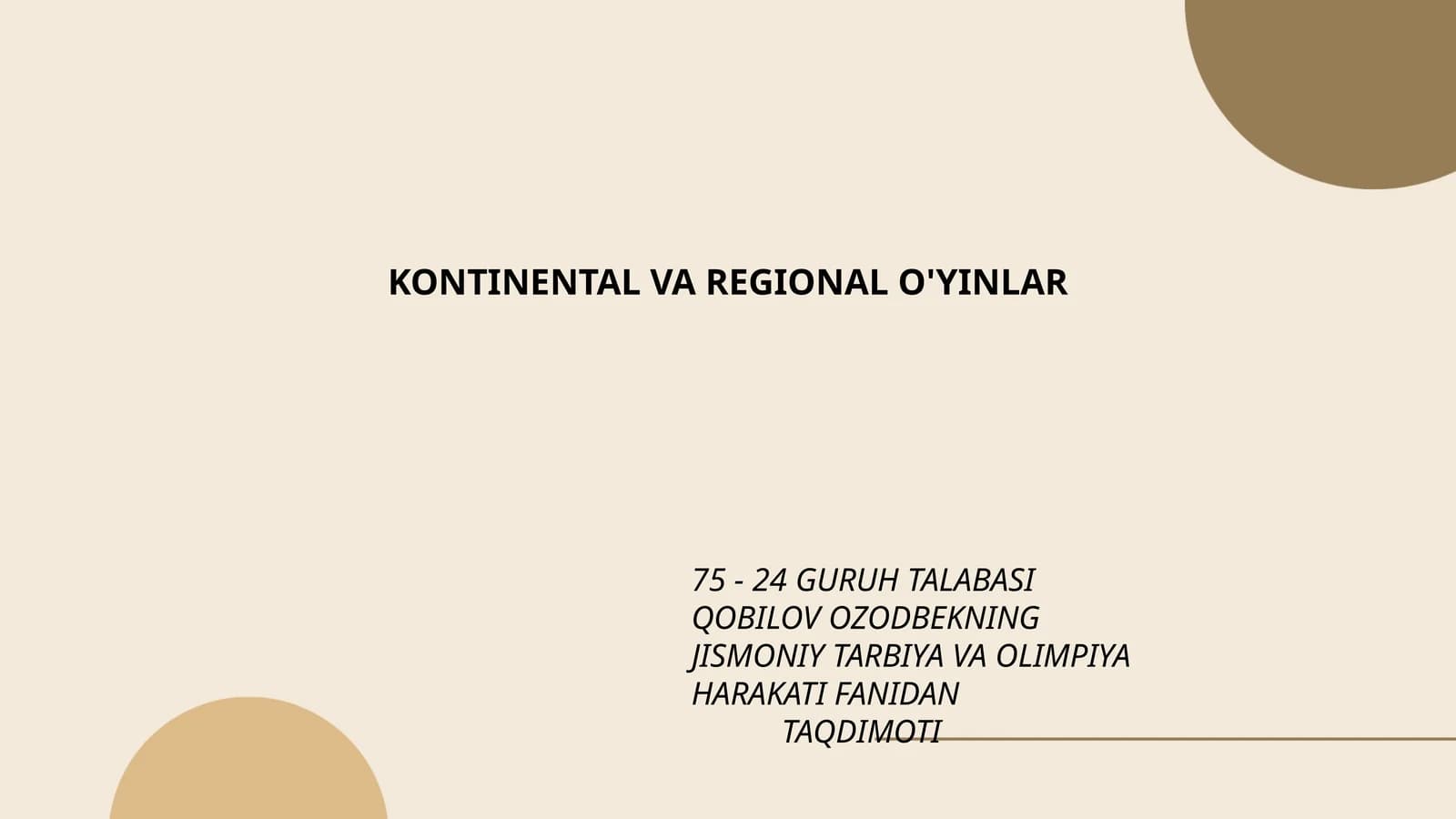 KONTINENTAL VA REGIONAL O'YINLAR
