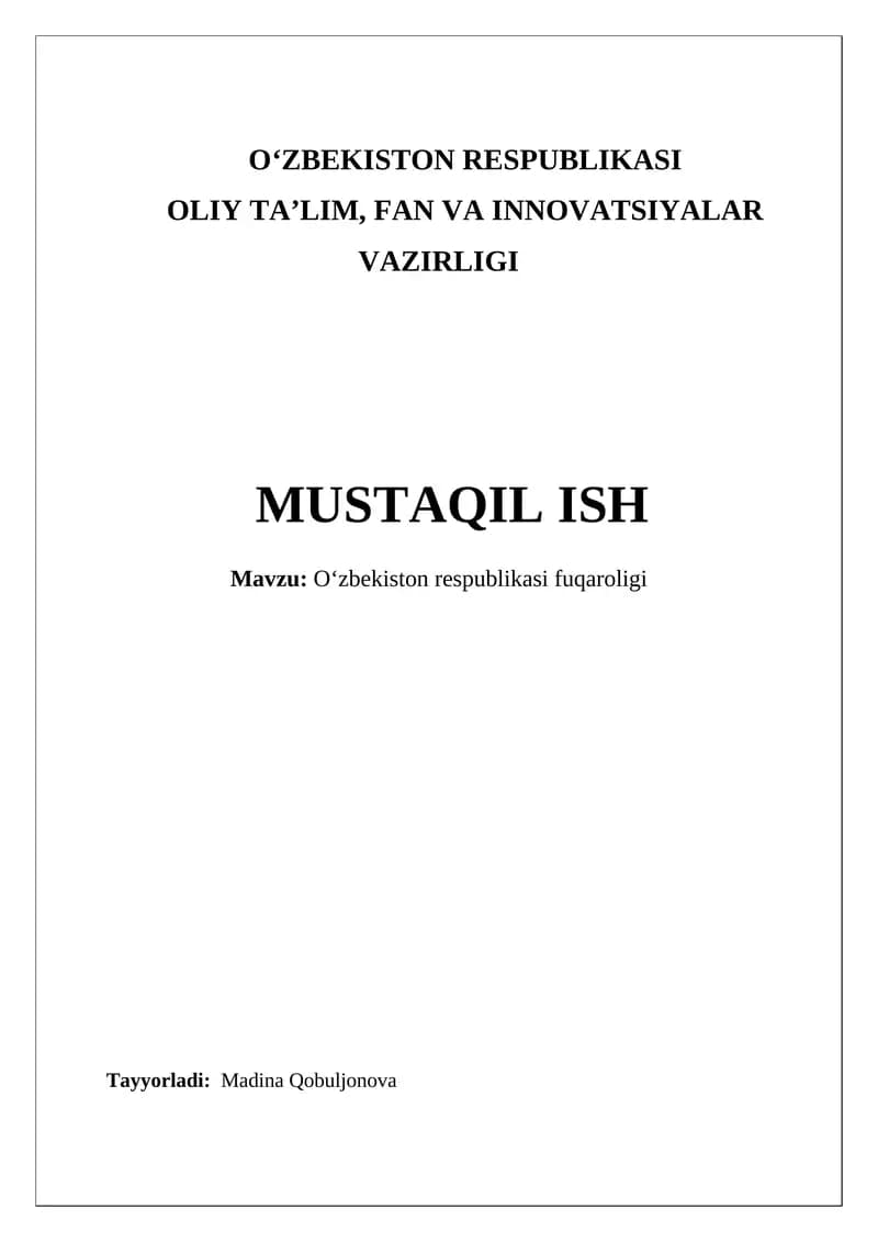 Oʻzbekiston respublikasi fuqaroligi