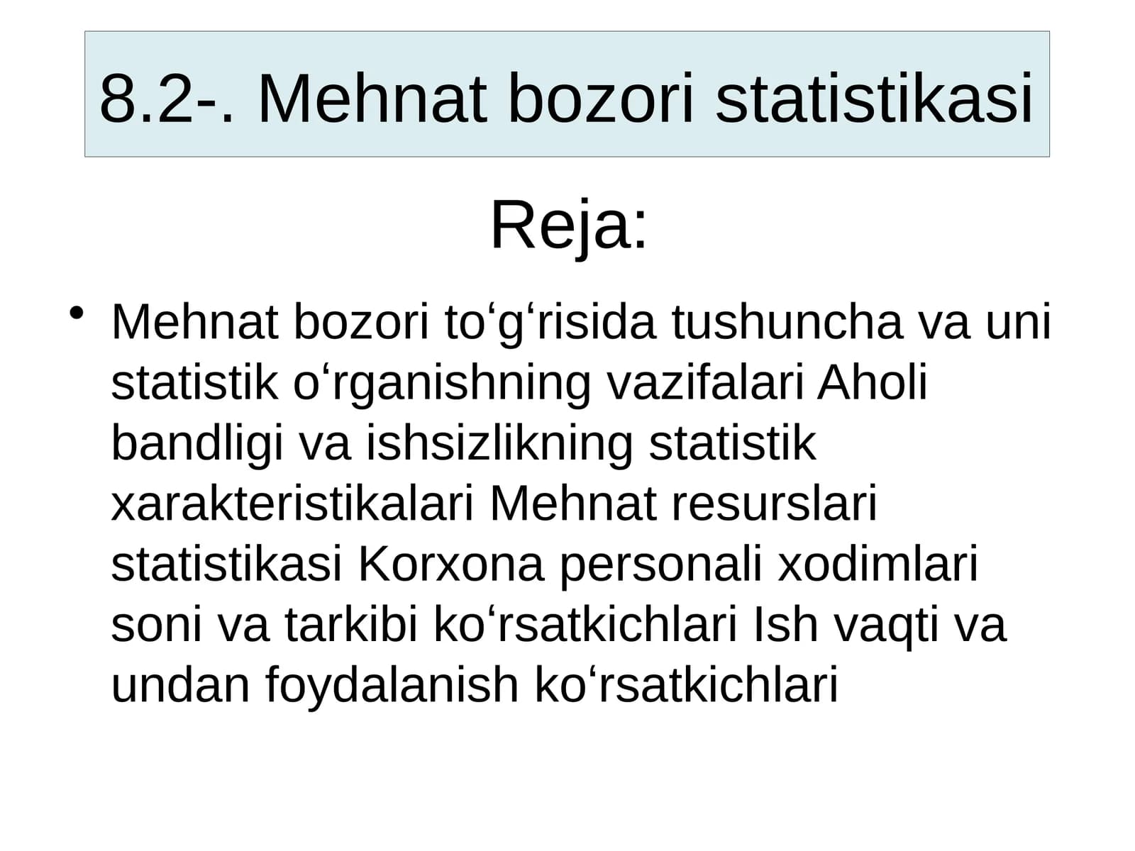 Mehnat bozori statistikasi