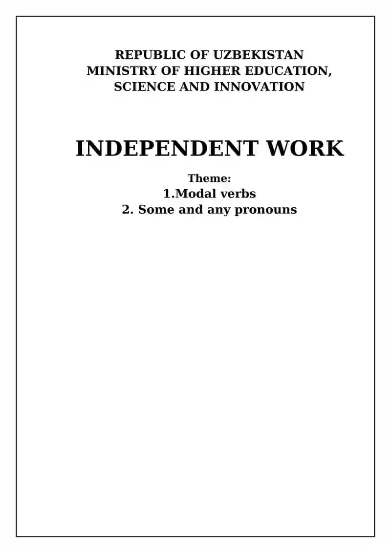 Modal Verbs and Indefinite Pronouns